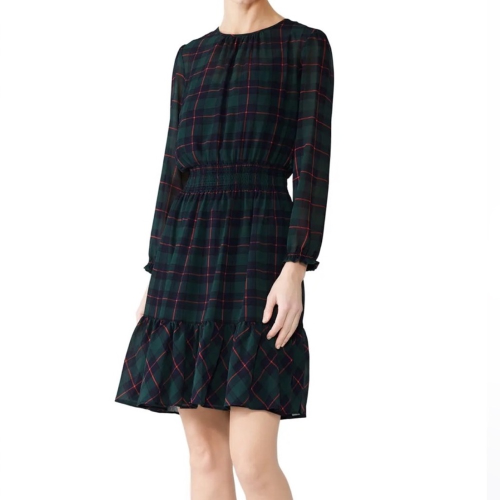J. Crew Cinched Waist Plaid Dress